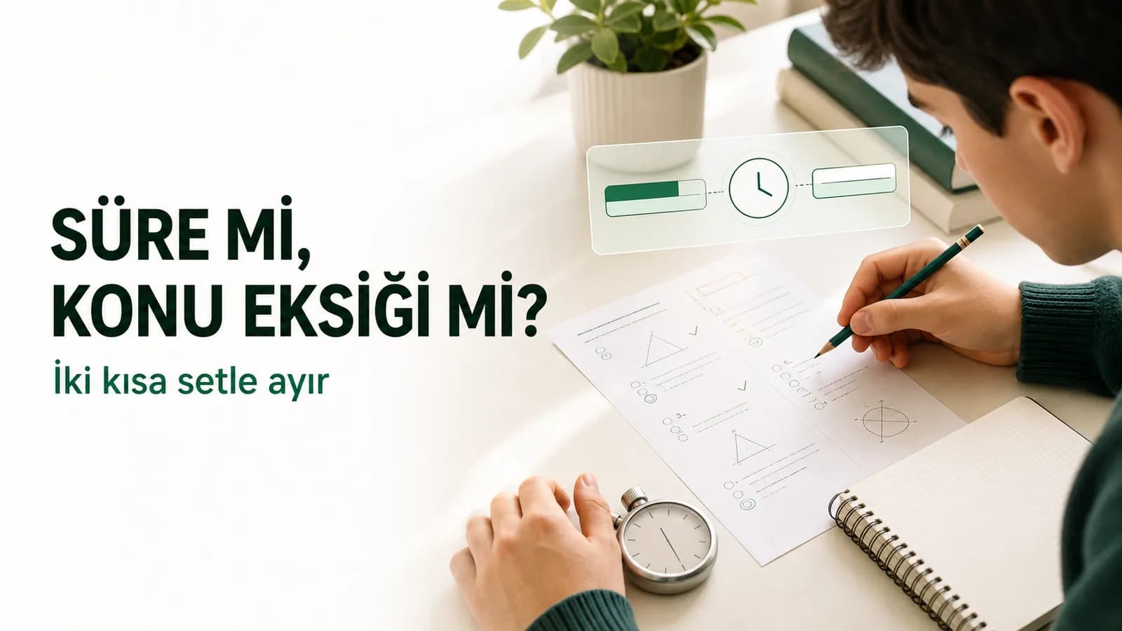 TYT matematik denemesindeki süre ve konu eksiğini karşılaştıran öğrenci