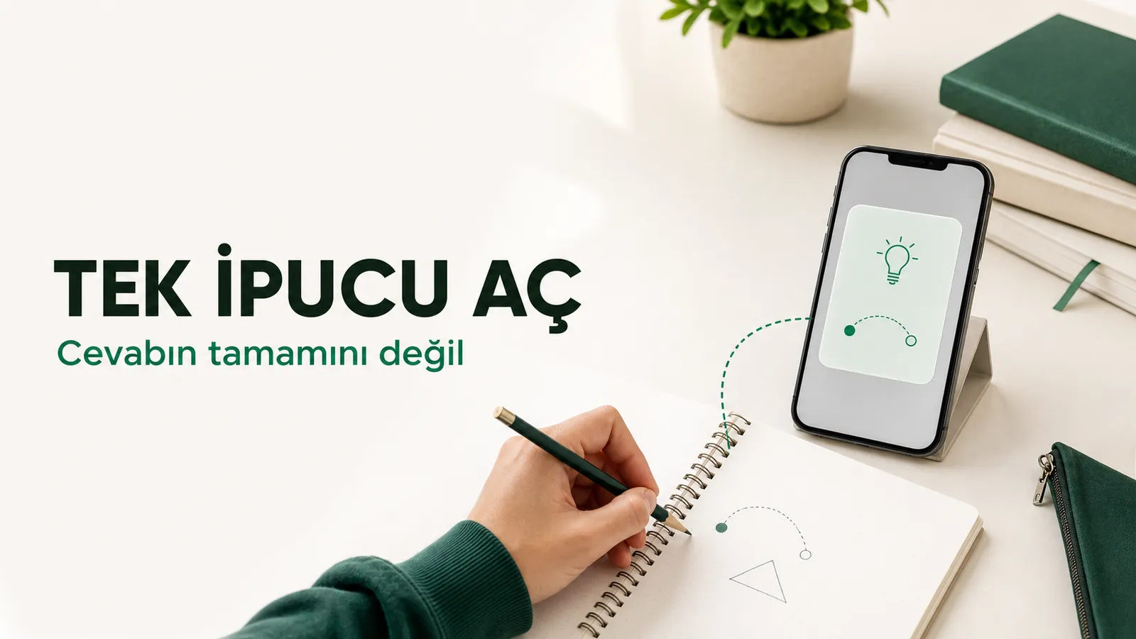 Tek ipucuna bakıp matematik çözümünü defterinde sürdüren öğrenci