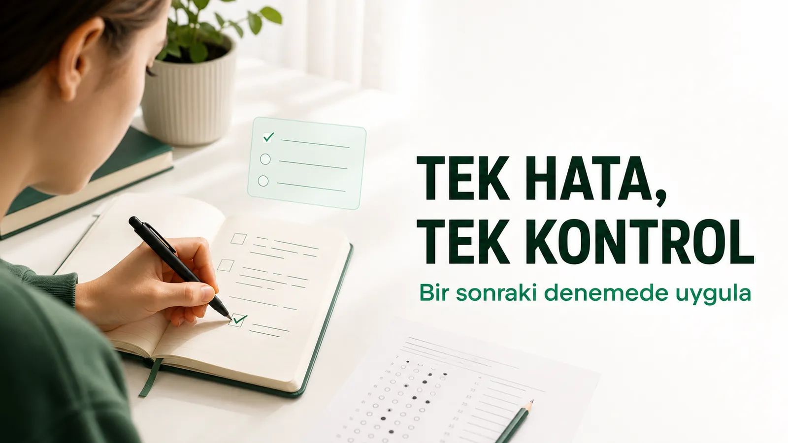 Hata günlüğüne bir sonraki deneme için kontrol adımı yazan öğrenci