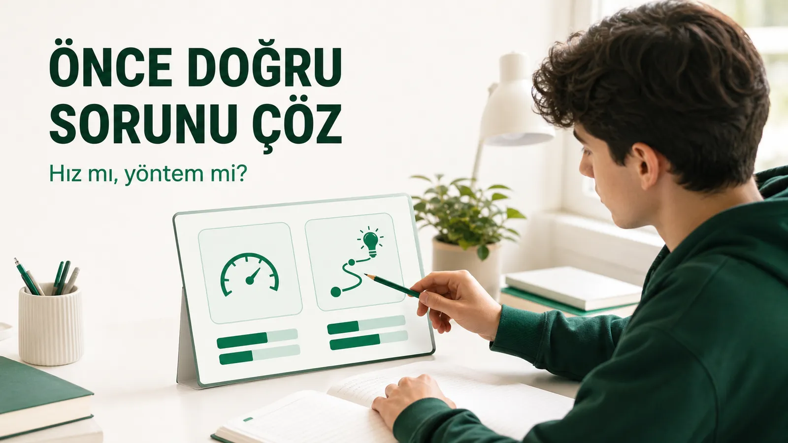 Hız ve yöntem verilerine bakarak çalışma yolunu seçen öğrenci